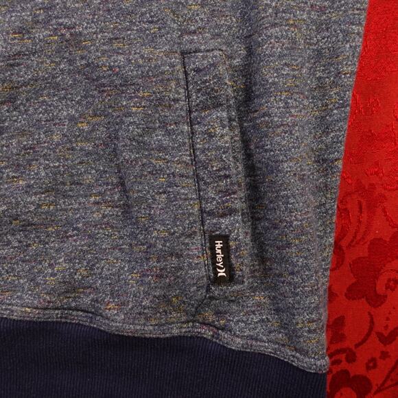 HURLEY Hoodie Mens Medium Heather Blue Pullover Fleece Sweatshirt Skate Surf Y2K - Picture 3 of 8